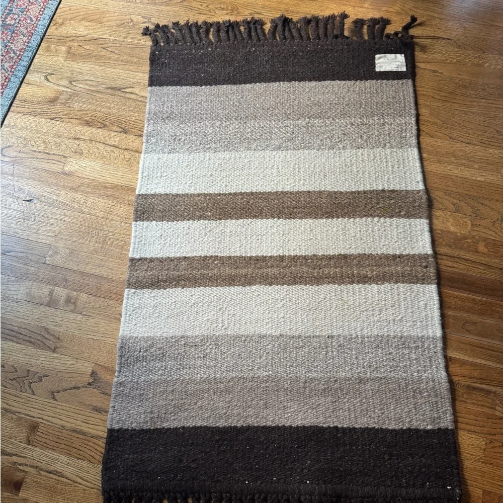 Hand Made Woven Brown Earth Tone Rug - 33x60